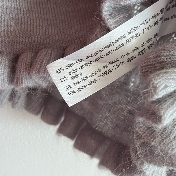 ZARA Blue Ruffle Wool and Alpaca Blend Cropped Sweater Medium - Picture 5 of 13